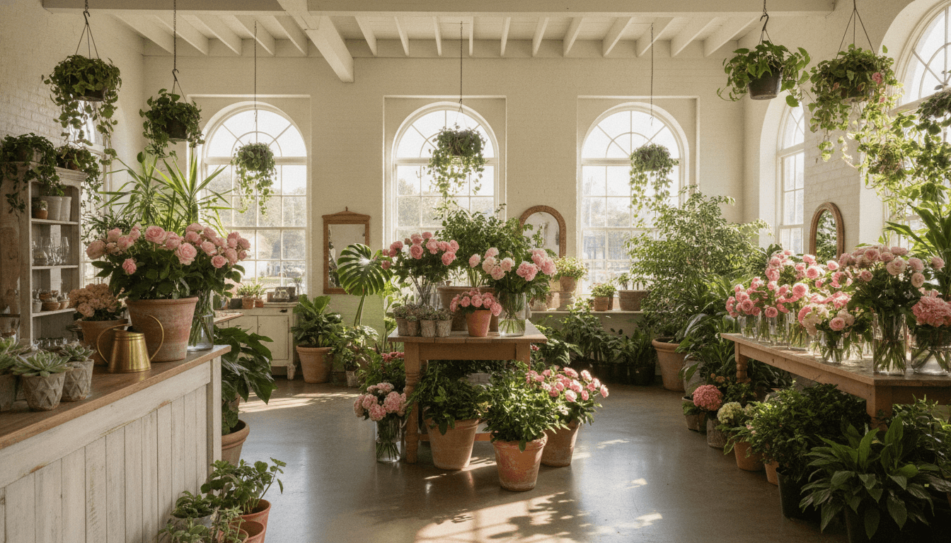 Inside the bright, plant-filled Fern & Bloom shop